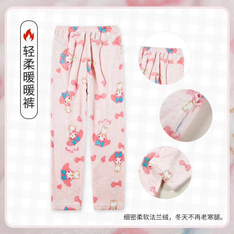 Y2K Sanrios Hello Kitty Bolyhos pizsama Pj nadrág Kawaii rajzfilm alkalmi aranyos rózsaszín hálóruha női Kezdőlap Pizsama nadrág női nadrág