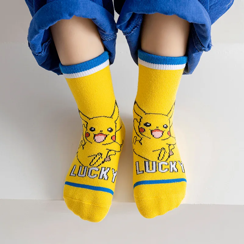 5 pár Pokemon Pikachu gyerekek Zokni gyerekek Fiú zokni 1-12Y gyerekek Tiszta pamut rajzfilm Fadeless puha gyermek zokni lányoknak
