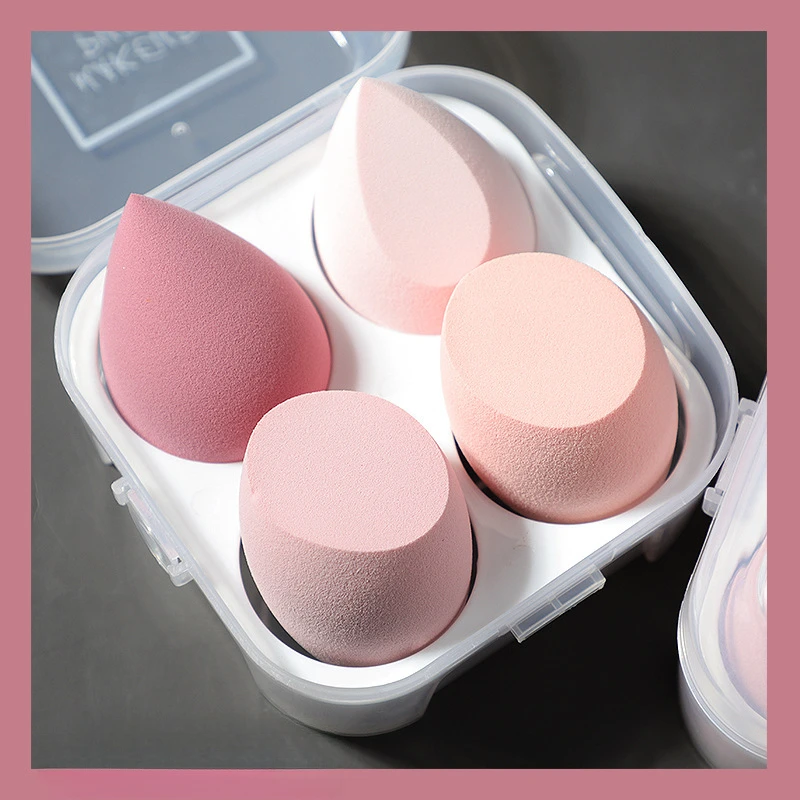 4db/doboz szivacs tojás tároló dobozzal Teljes szépségápolási alapozó porkeverés kozmetikai smink szivacs készlet