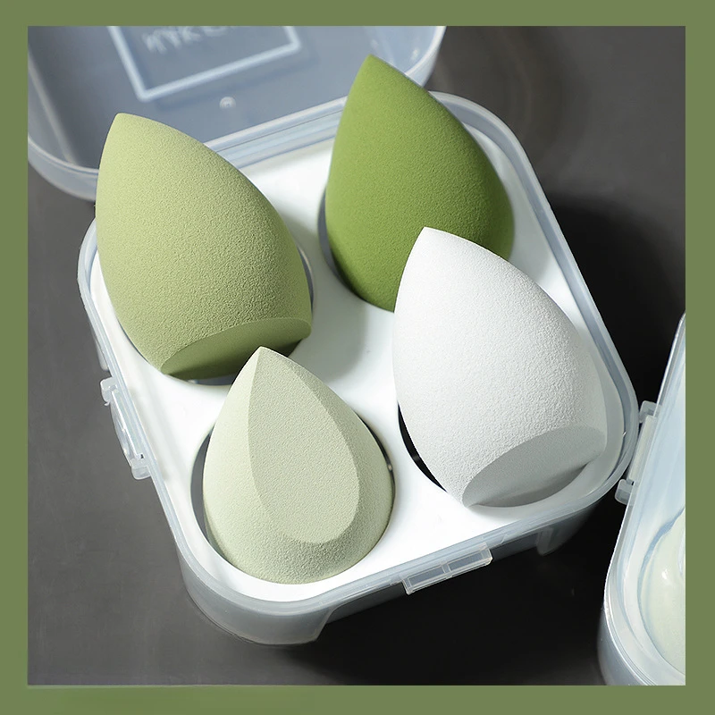4db/doboz szivacs tojás tároló dobozzal Teljes szépségápolási alapozó porkeverés kozmetikai smink szivacs készlet