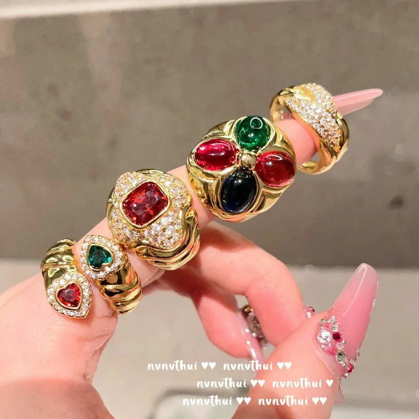 2023 Eredeti design vintage középkori gyűrű nőknek Luxus 18K arany színű CZ átméretezhető gyűrűk Party koktél finom ékszer ajándék
