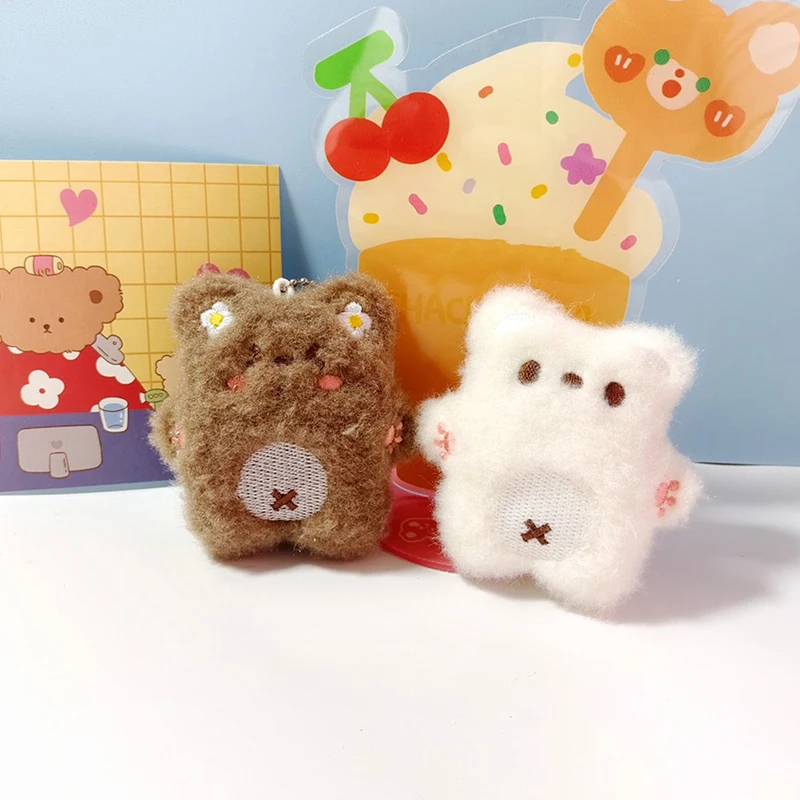 Rajzfilm medve nyikorgó kulcstartó medál Aranyos plüss baba játék Kawaii puha töltött táska charmok dekorációk pár barátoknak