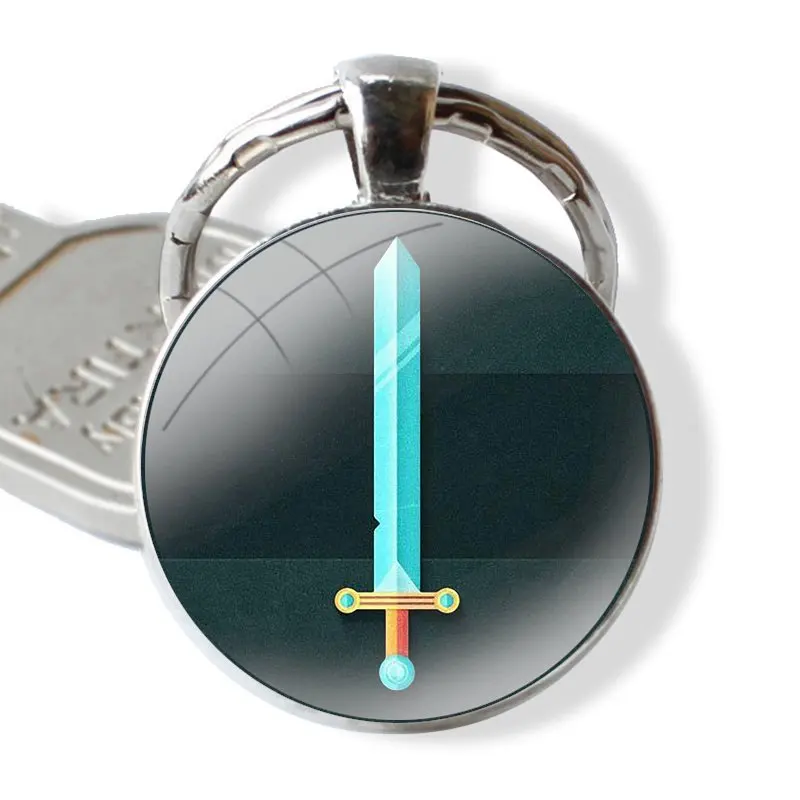 Üveg Cabochon kulcstartó függő Autó kulcstartók Kézzel készített kanál A kard Rajzfilm Divat Kreatív tervezés