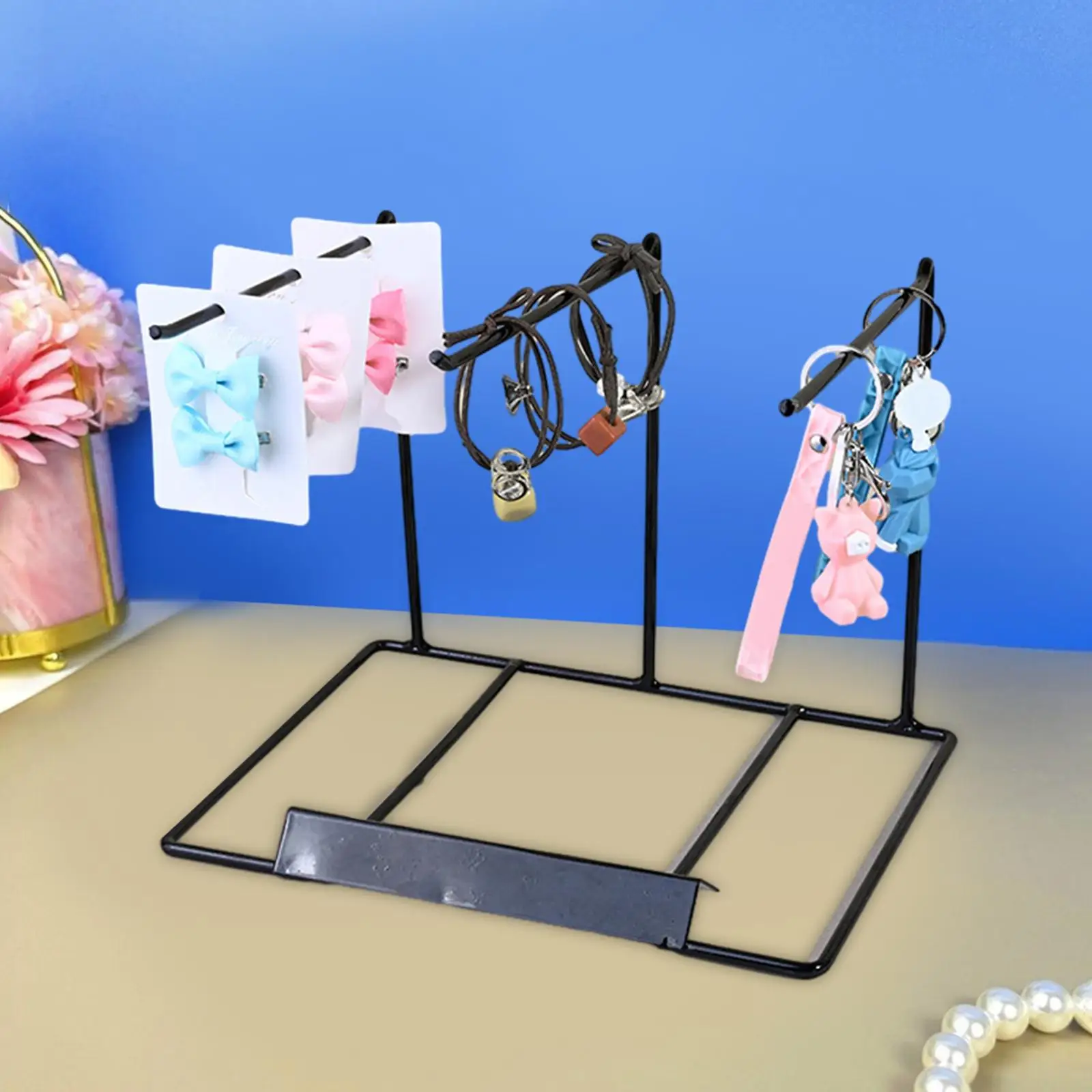 Ékszerszervező kijelző állvány Stílusos asztali nyaklánc karkötő szervező bemutató nőknek Lányok fém fejpántokhoz Gyűrűk