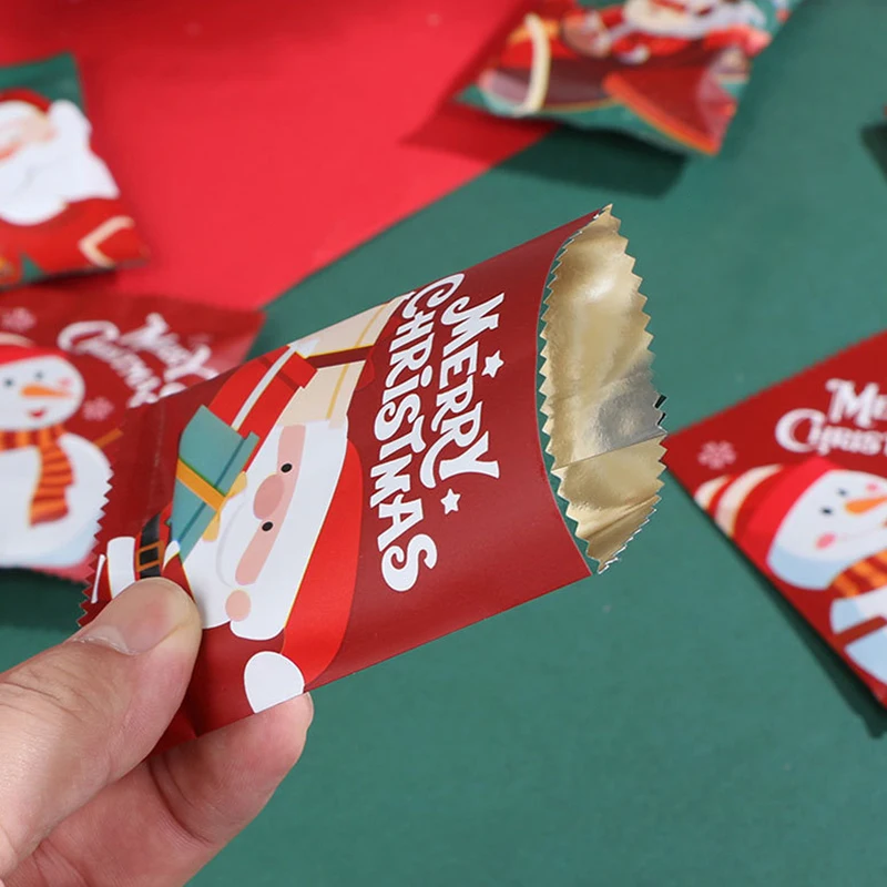 100db/táska Karácsonyi cukorka süti csokoládé csomagoló táskák Karácsonyi kézzel készített nugát lezárt táskák Karácsonyi díszparti kellékek