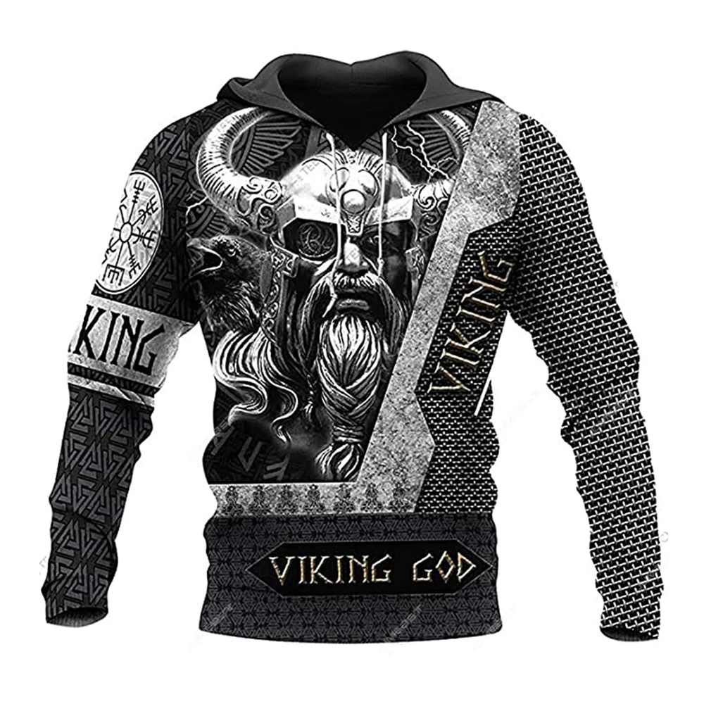 Jumeast 3D Vikingek Azték harcos Nyomtatott férfiak kapucnis pulóverek Odin Isten rúna tetoválás kapucnis pulóverek Koponya álcázott ruhák Vintage 90-es évek felsők