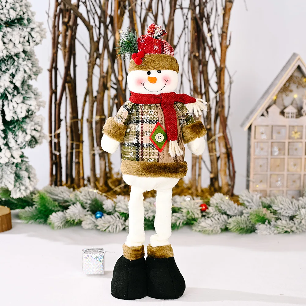 2024 Boldog karácsonyt retro hópehely kockás nyújtható baba Mikulás jávorszarvas hóember karácsonyi dekoráció otthonra Karácsonyi díszek ajándék