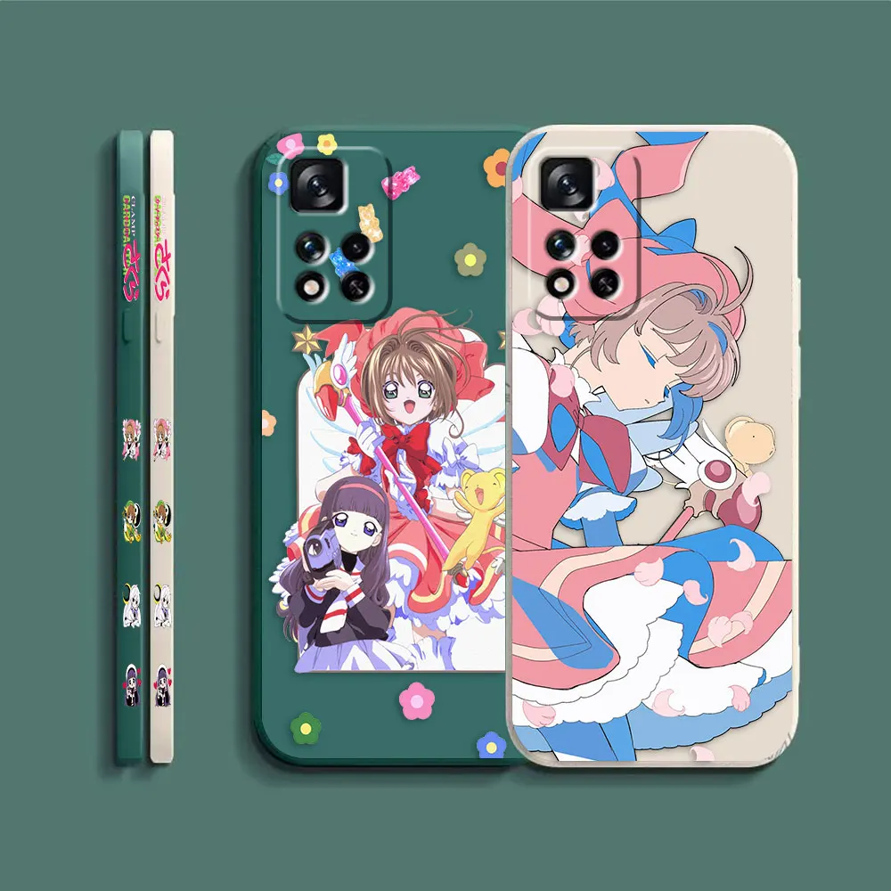  Redmi Note 12 11T 11R 11E 10 9 9S 8 7S PRO PLUS 4G 5G színes egyszerű ütésálló folyékony tok anime kártya Sakura