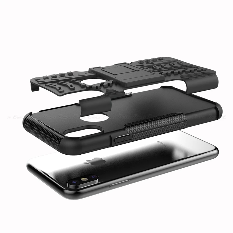 Armor hibrid tok iPhone 15-höz 14 13 12 mini 11 Pro Max XR SE 2020 2022 8 7 Plus strapabíró PC szilikon kitámasztó hátlap