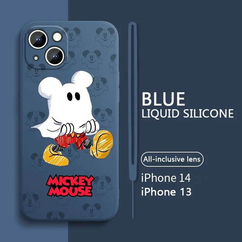 ÚJ Mickey egér szellemtelefon tok iPhone-hoz iPhone 14 13 12 11 Pro Max mini XR XS X 8 7 6S 6 Plus folyékony kötélfedél