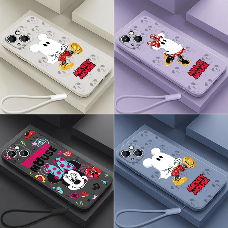 ÚJ Mickey egér szellemtelefon tok iPhone-hoz iPhone 14 13 12 11 Pro Max mini XR XS X 8 7 6S 6 Plus folyékony kötélfedél