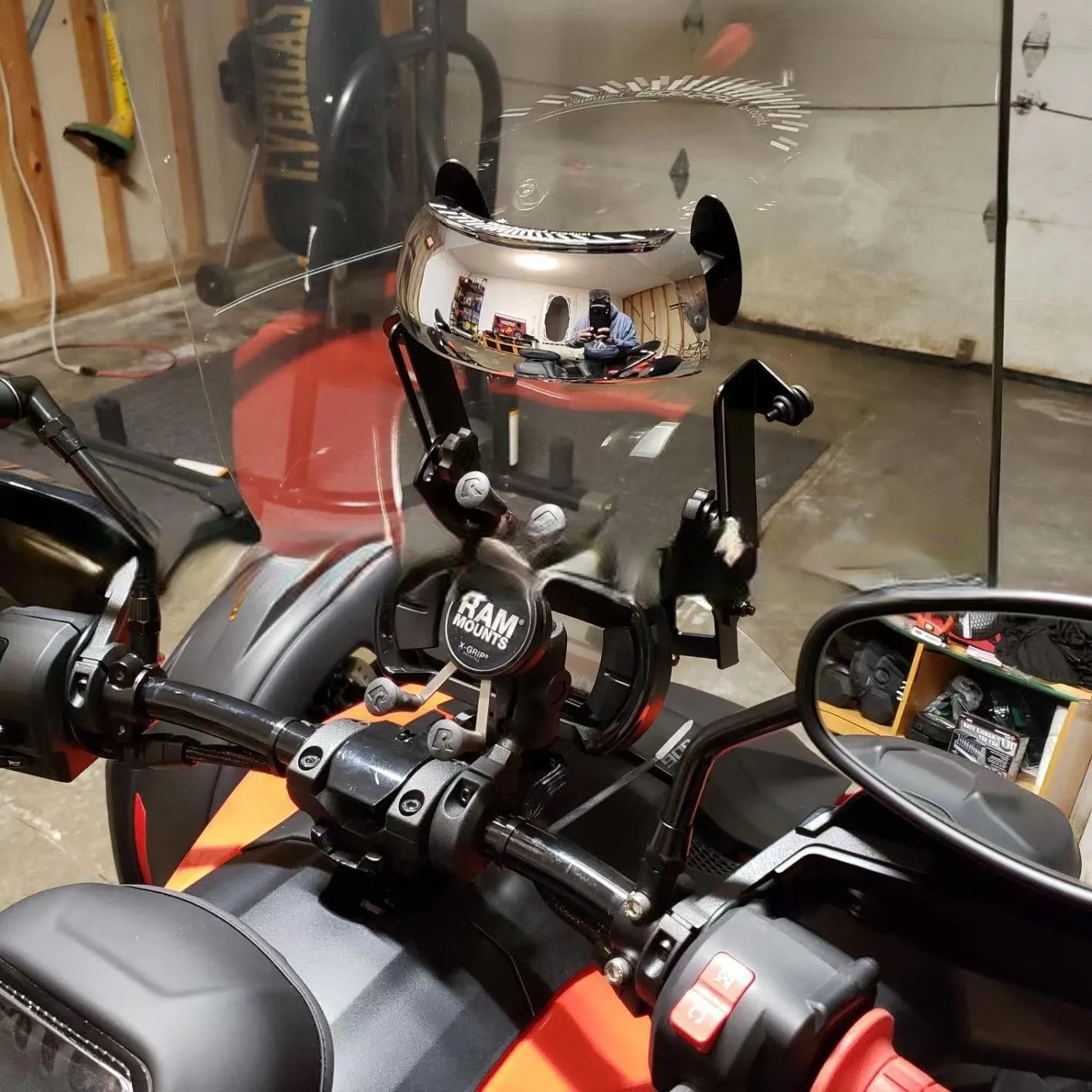 Szélvédőre szerelhető ultraszéles látószögű visszapillantó tükör motorkerékpárhoz ATV nagyfelbontású galvanizált ABS anyag