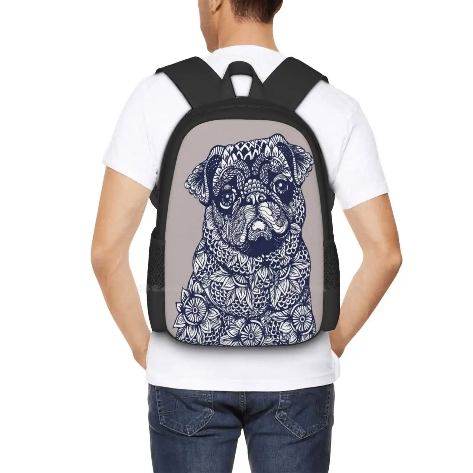 Mandala Mopsz forró eladó hátizsák divattáskák Mandala Puglife kutya virág
