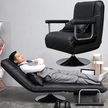Többfunkciós számítógépes bőr irodai szék összecsukható lusta kanapéágy