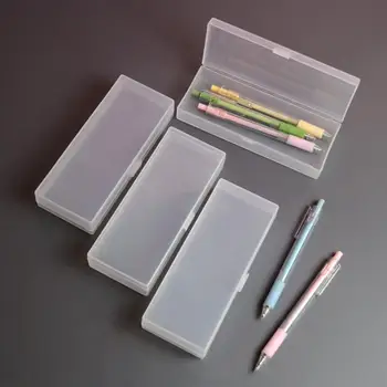 Hordozható írószer doboz Áttetsző írószerszervező Kapacitás átlátszó műanyag ceruzadoboz radíriskola számára