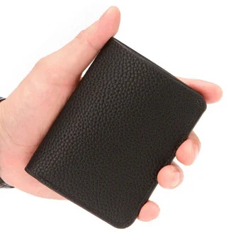 2023 Új Soft Men pénztárca egyszínű pu bőr licsi mintás mini érme pénztárca jogosítványkártya-tartó férfi kis pénztárca