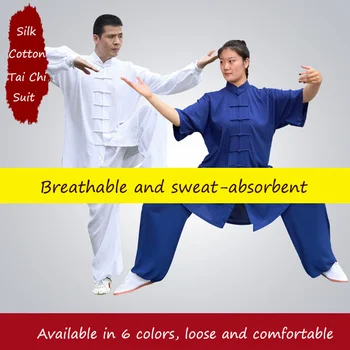 USHINE Quality Tai Chi Uniform Cotton Exercise 6 Colors Wushu Kungfu ruházat gyerekeknek Felnőtt harcművészetek Wing Chun öltöny