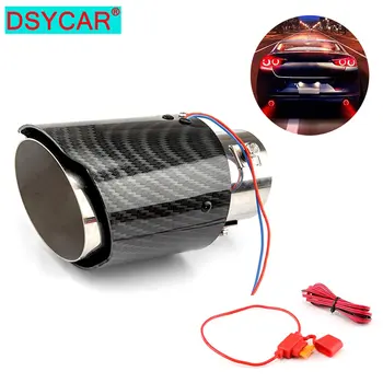 DSYCAR 1Pcs LED szénszálas univerzális személygépkocsihoz 6,3 cm-es kipufogódob-kipufogódob hegy Light Flame Racing stílus állítható kipufogócsőhöz