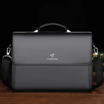 Üzleti nagy kapacitású férfi aktatáska Luxus bőr kézitáskás irodai férfi váll Messenger táska Fashion Man reszelő táska