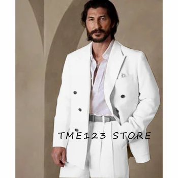 Férfi Serge egyszínű dupla mellű V nyakú alkalmi üzleti öltöny nadrág szettek Trend kétrészes férfi formális viselet teljes öltöny férfi