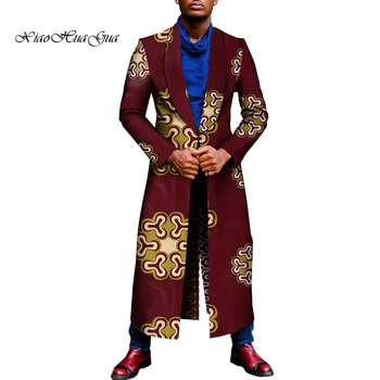 Men Blazer Long Fancy African Men Ruha Suit Suit Jacket Dashiki Tops kabát Jaqueta Couro Masculina esküvői ruha öltöny WYN2012