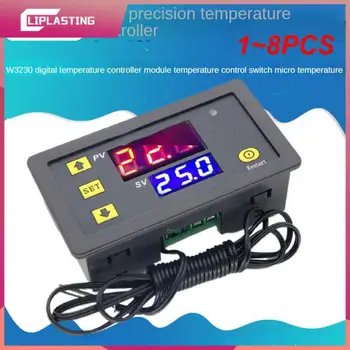 1 ~ 8DB 12V 24V AC110-220V Szondasor 20A Digitális hőmérséklet-szabályozó LED kijelző termosztát hő / hűtés vezérlőműszerrel