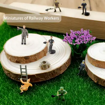25db 1:87 Figurák Festett figurák Vasúti dolgozók miniatűrjei vödörrel és létrával