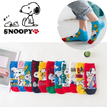 Snoopy női felnőtt pamut rövid zokni aranyos rajzfilm lány tavaszi lélegző bokazokni csónak zokni diák alkalmi láthatatlan zokni