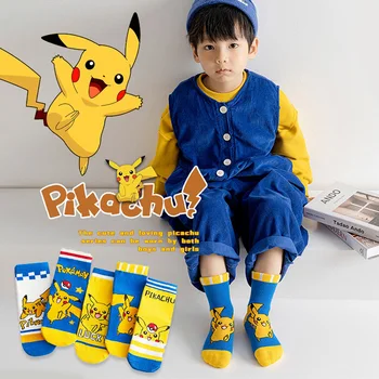 5 pár Pokemon Pikachu gyerekek Zokni gyerekek Fiú zokni 1-12Y gyerekek Tiszta pamut rajzfilm Fadeless puha gyermek zokni lányoknak