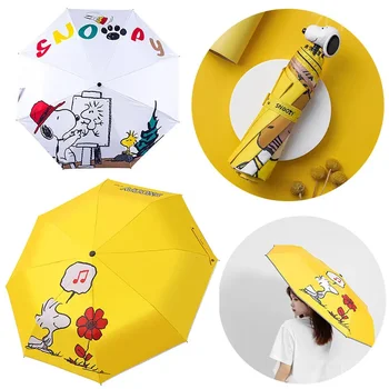 Snoopy 8 Bordák Rajzfilm esernyő Divat animáció Multifunkcionális kézi összecsukható esernyő UV napernyő és eső Umbrella Travel
