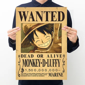 One Piece Action Figure Vintage plakátok Anime Bounty Wanted Nappali fali dekoráció Anime festmények Matricák Játékok Ajándék