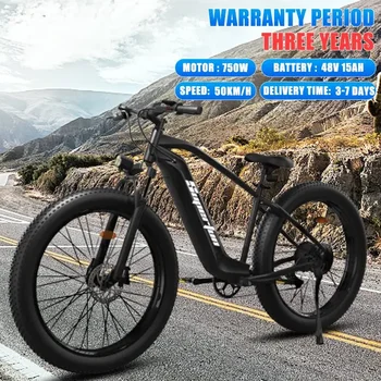 E kerékpár 750W erőteljes motor 48v15ah akkumulátor lengéscsillapítás hegyi elektromos kerékpár felnőtt hó 26 hüvelykes kövér gumiabroncs elektromos kerékpár