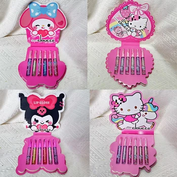 6 Anime Hello Kitty Kuromi Szájfény öltöny Smink Rajzfilm Kozmetikai Lány Diák Kiváló Divat Hordozható Előadás Fesztivál Ajándék