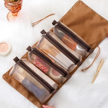 Levehető kozmetikai táska hordozható, nagy kapacitású 4 az 1-ben hordozható összecsukható utazási kozmetikai tároló piperetáska