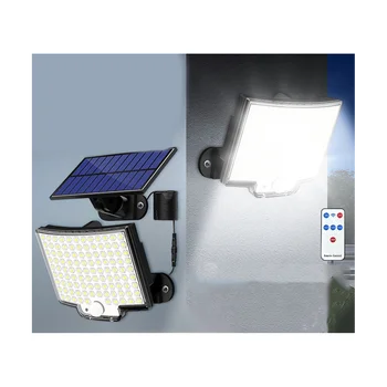 napelemes lámpák kültéren, 106LED napelemes mozgásérzékelő árvízlámpák távirányítóval, LED napelemes fali lámpák, 2 csomag