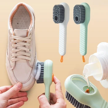 Többfunkciós cipőkefék szappanadagolóval Hosszú fogantyújú kefetisztító ruharuhákhoz Cipők Háztartási mosoda tisztítókefe