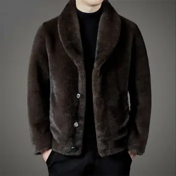 M-4XL téli szőrme egy dupla arc viselet vadászgörény férfi bunda öltöny gallér kabát kabát rövid, nagy méretű divat alkalmi meleg ruhák
