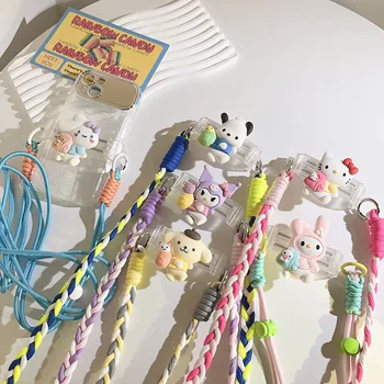 Kawaii Sanrio Anime Hello Kitty Pompompurin Kuromi Aranyos rajzfilm telefontok Hátsó klip Édes édes telefon zsinór Csajos szív