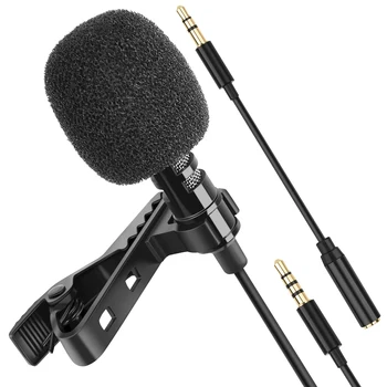 1 Felvétel Microfone Lavalier Lapel stúdió felvételi csomag Lapel mikrofon mikrofon videó mikrofon videó élő Youtube videofelvételhez