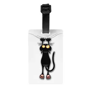 Fun Black Cat Falling Down poggyász Címkék utazási bőröndhöz Adatvédelem Fedél név Személyi igazolvány