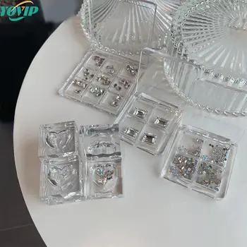 1Db, 4 rács/9Rács, Nail Art Crystal Diamond akril, körömművészet, Decoraties ékszer dekorációs vitrin