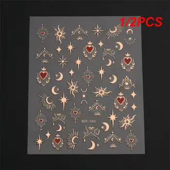 1/2PCS Szív matricák körmökhöz Valentin dekoráció arany bronzosító csillagok Hold körömcsúszkák Pillangó manikűr matricák