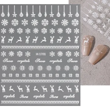 1PCS 3D karácsonyi hóköröm matrica lézer ezüst hójávorszarvas karácsonyi körömmatrica tartozék DIY öntapadó matrica