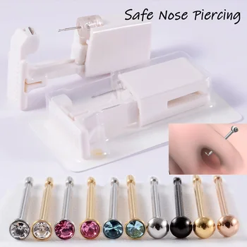1Darab sebészeti acél mappabiztonságos automatikus hajlítás biztonsági orr piercing eldobható sterilizált test piercing ékszerek