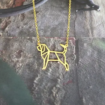 Trendi új origami véreb kutya nyaklánc arany ezüst állatékszer női nyilatkozat nyaklánc