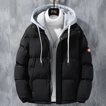 Új 2023-as férfi alkalmi vastag gyapjú meleg kapucnis parkas kabátok kabát őszi téli férfi felsőruházat vízálló zsebek Parka kabát