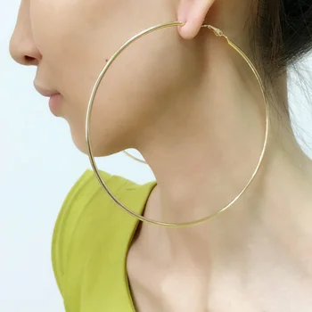 95mm Big Hoop fülbevaló Simple Style Metal Circle divat fülbevaló nőknek Statement ékszer kiegészítők