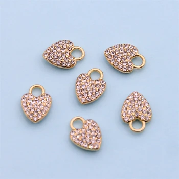 10db 15 * 10mm arany gyémánt szerelem fém egy medál ékszer kiegészítők Diy szív alakú divat medál, medál, fülbevaló