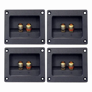 4Pcs DIY Home Car Stereo 2-Way Speaker Box Terminal Round Square Spring Cup Connector Binding Post 93X80mm Fekete