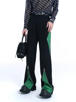 27-46 Új 2023-as férfi ruházat Yoshi Yamamoto stílus PU bőr patchwork sziluett alkalmi nadrág Szerelmesek plus size jelmezek